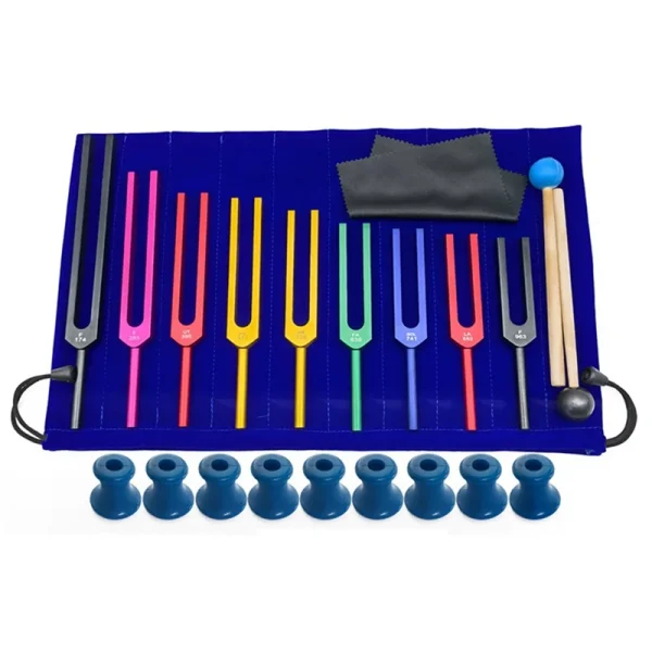 S01587e2caecd42989a9007c76b815755k.webp 9 Pieces of Colorful Solfeggio Aluminum Alloy Tuning Forks, Tuning Forks for Therapy, Voice Therapy Blue