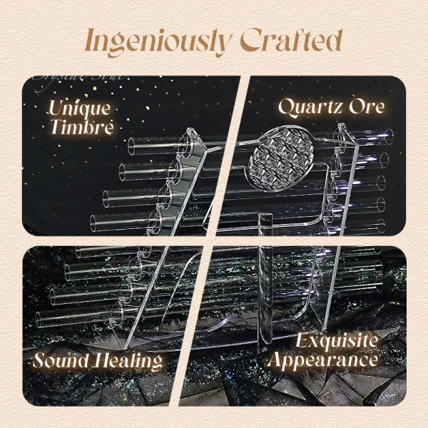 432hz Crystal Singing harp, Yoga Stress Relief Singing Bowl Percussion Crystal Quartz Instrument 8 notes with metal case