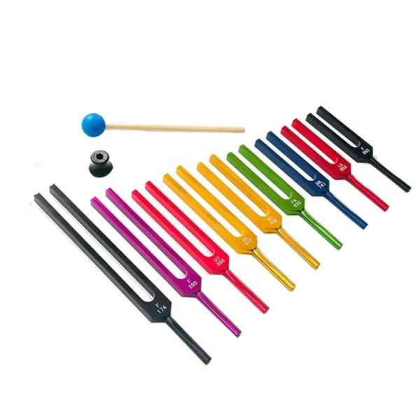 S720a0cdf86e747d2a8a21dab6a1a04860.webp 9 Pieces of Colorful Solfeggio Aluminum Alloy Tuning Forks, Tuning Forks for Therapy, Voice Therapy Blue