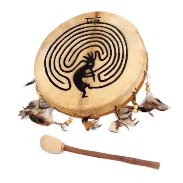S8fad4b1968404165a1fc4c2b0f20b60fE.webp Terre Goat Skin Shaman Drum Indian Drums Sound Therapy Tambourine Meditation Professional Performance Percussion Instruments