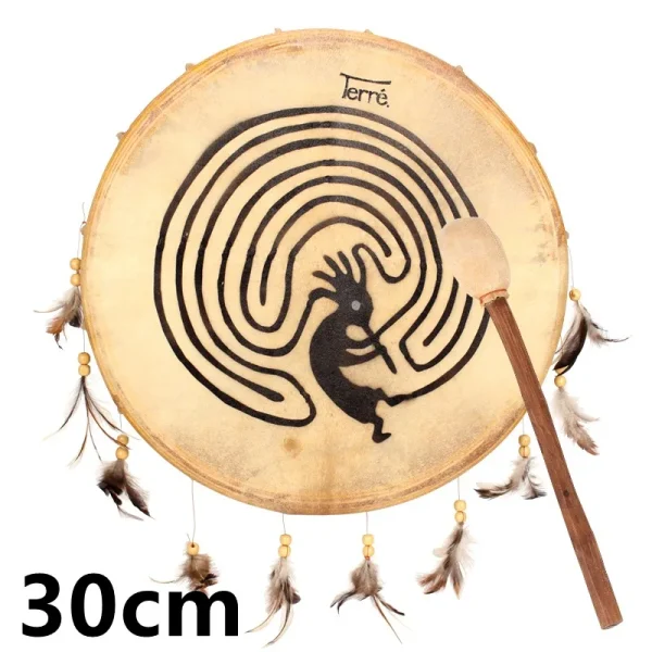 Sc860fe3259b84c2585622ff25feb8445E.webp Terre Goat Skin Shaman Drum Indian Drums Sound Therapy Tambourine Meditation Professional Performance Percussion Instruments