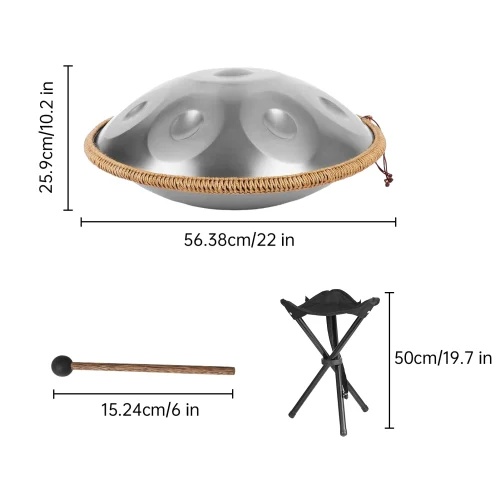 Sf10f2e450cfe4605add551f492ca8d9e2.webp Handpan Drum for Kids, D Minor 12-Note Metal Drum, 22 Inches Steel Drums with Hand Pan Bag, 2 Mallet, Handpan Stand, Rope