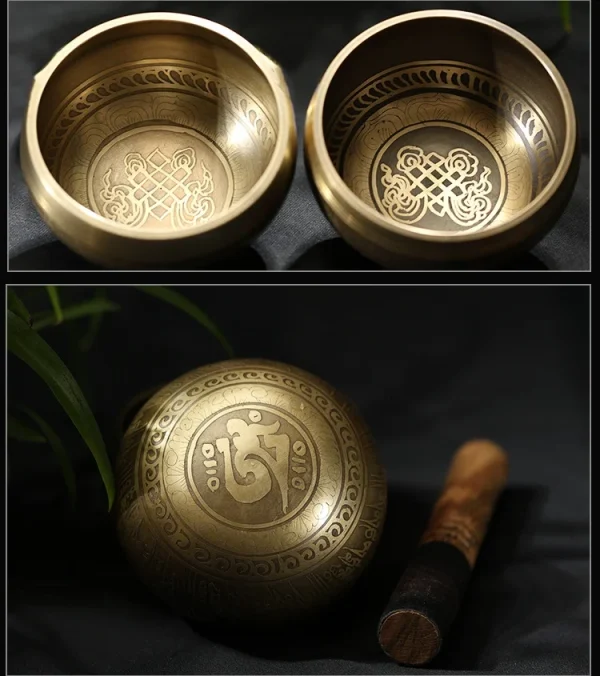Sfbabf6d271714dd1a93af09a664c0fcfd.webp Tibetan Singing Bowl Set, Totem with Sound, Meditation Bowl, Unique Gift, Useful for Meditation, Yoga, Stress Relief